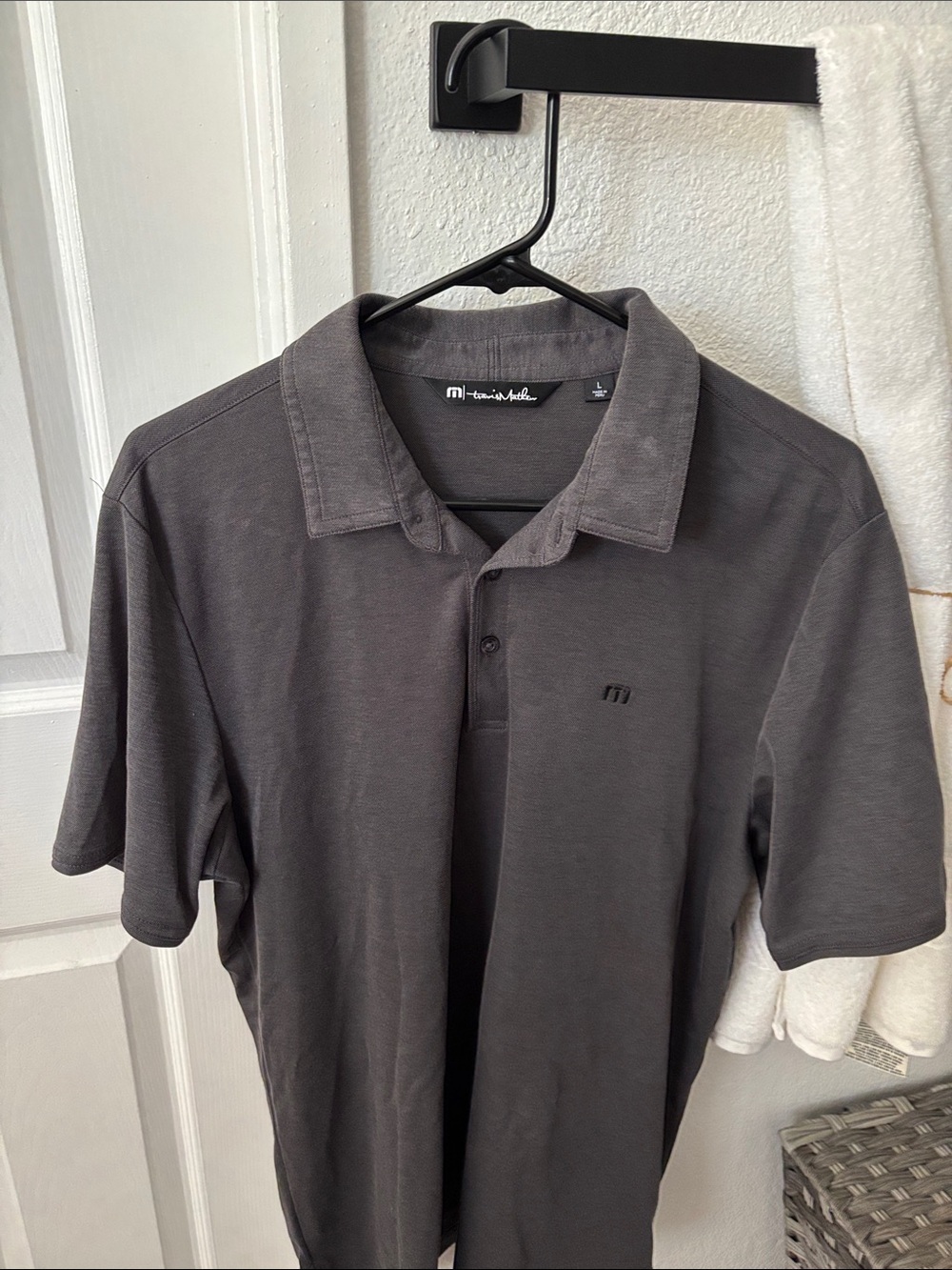 Travis Mathew Men's Charcoal Gray Polo with Subtle Logo